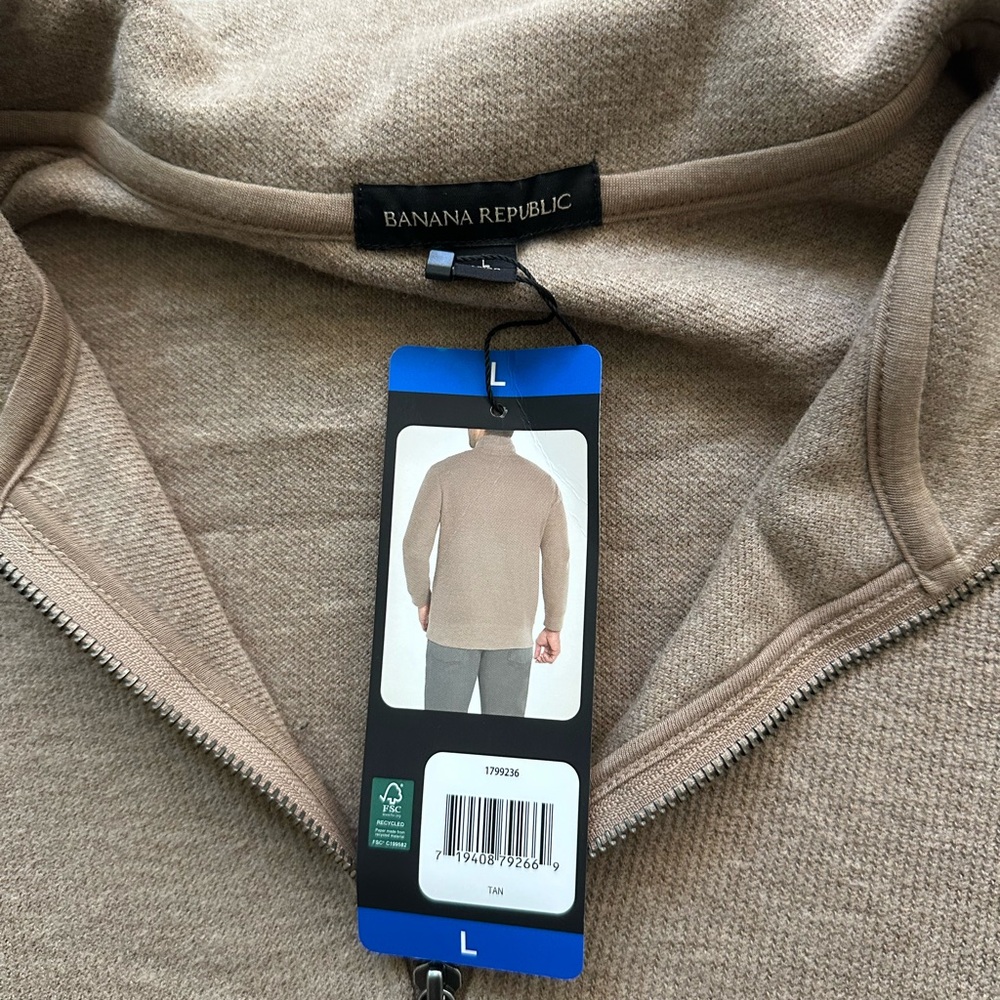 Banana Republic Tan Men's Waffle Quarter Zip Pullover